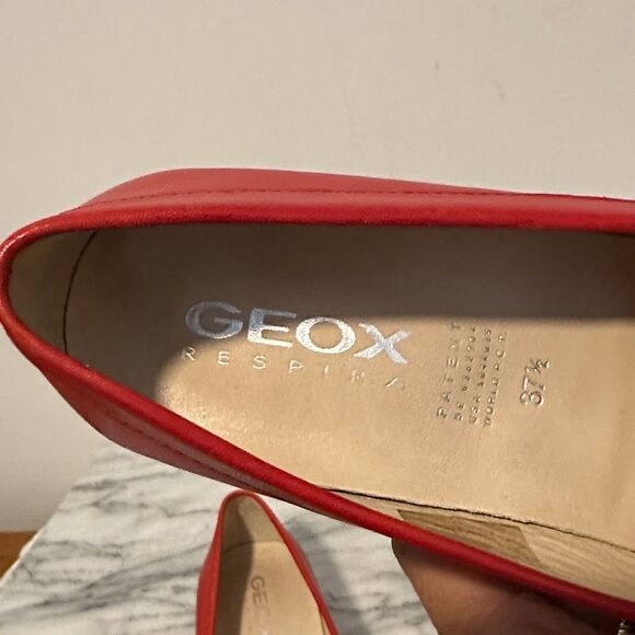 Geox Vibrant Red Leather Loafers womens sz 37.5